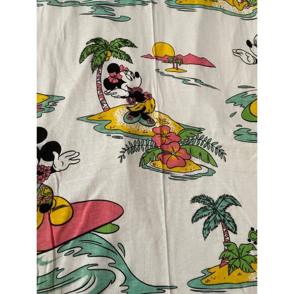 Vintage Disney Mickey & Minnie Hawaiian Tropical 90s Fabric Polyester Stretchy - Picture 3 of 9